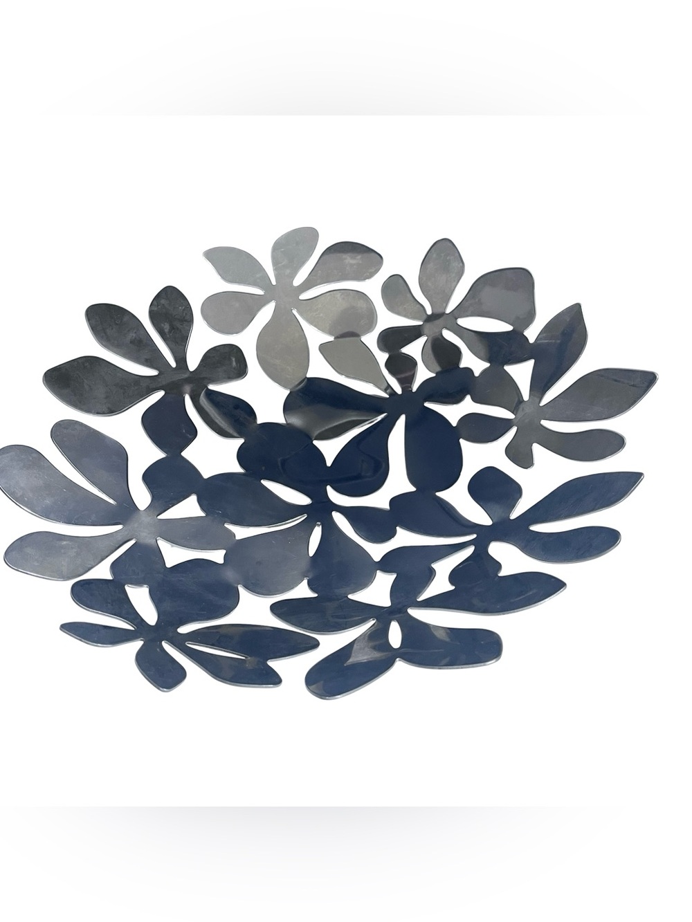 IKEA Stockholm Stainless Steel Leaf Bowl 17” Monika Mulder Fruit Cutout Silver